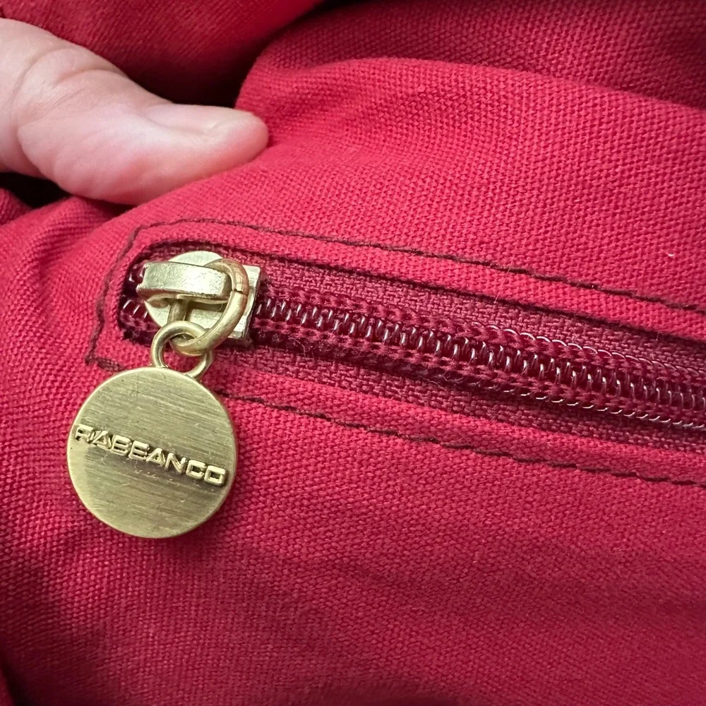 Rabeanco‎ Red Pebbled Leather Flap Zip Crossbody Clutch Bag Convertible